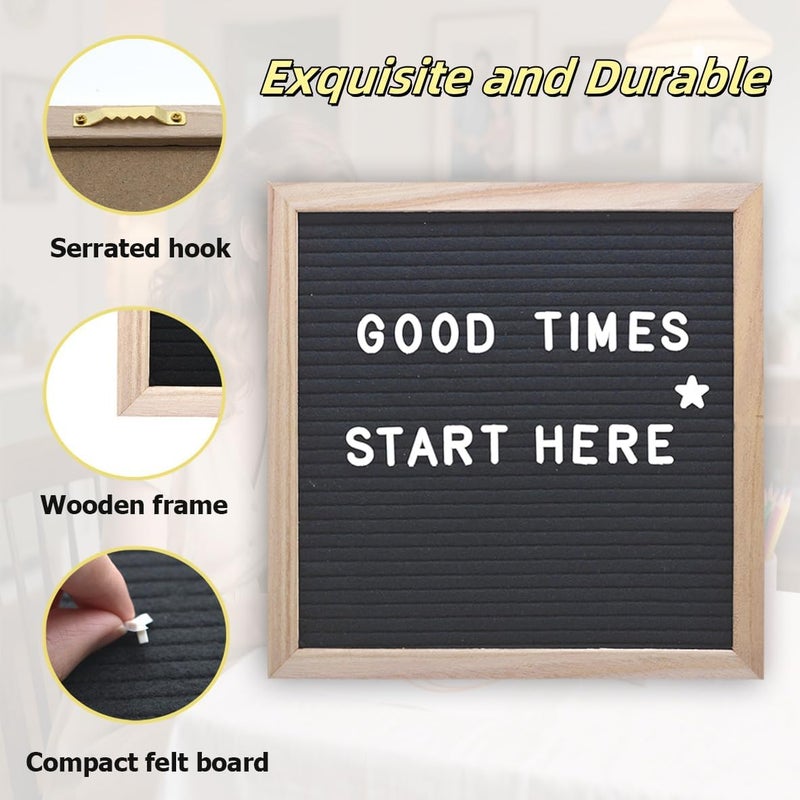 INTOMYTH Felt Letter Board with 294 Letters Numbers & Symbols, First Day of School Board, 10x10 Inches, Changeable Message Board with Wooden Frame Wall Mount Hook (Grey) - Image 2